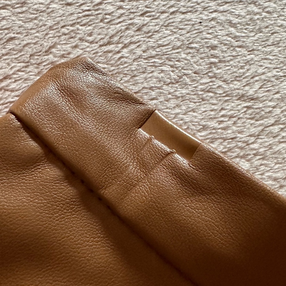 NWT Forever21 Cognac Faux Leather Midi Circle Skirt - Size Small - Picture 5 of 10